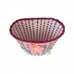 Detský plastový košík na riadidlá - bielo fialový s kvietkami